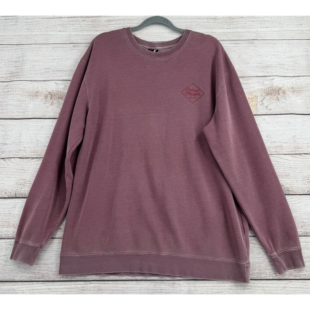Stone Brewing Gargoyle Logo Crewneck‎ Sweatshirt Adult XXL Purple Red